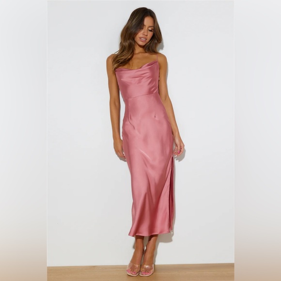 LOST AND FOUND MIDI DRESS DUSTY PINK - Picture 3 of 5